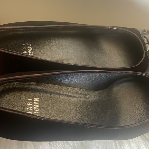 Stuart Weitzman wedge flat brown marble patent and black suede vintage Sz 9M - Picture 7 of 15